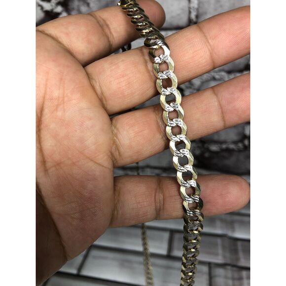 925 Sterling Silver Gold Plated Italy Diamond-Cut Cuban Chain Necklace 24" 8MM - Picture 2 of 6